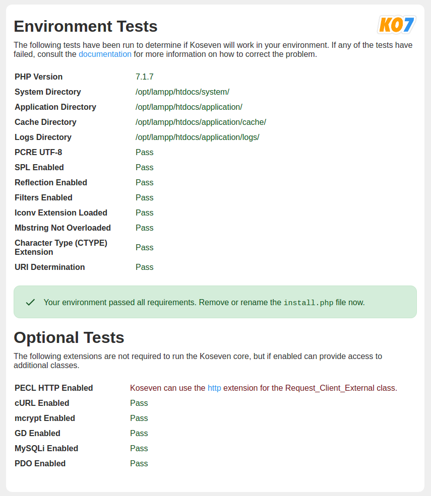 Install Page